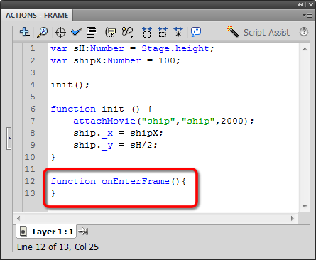 onEnterFrame function